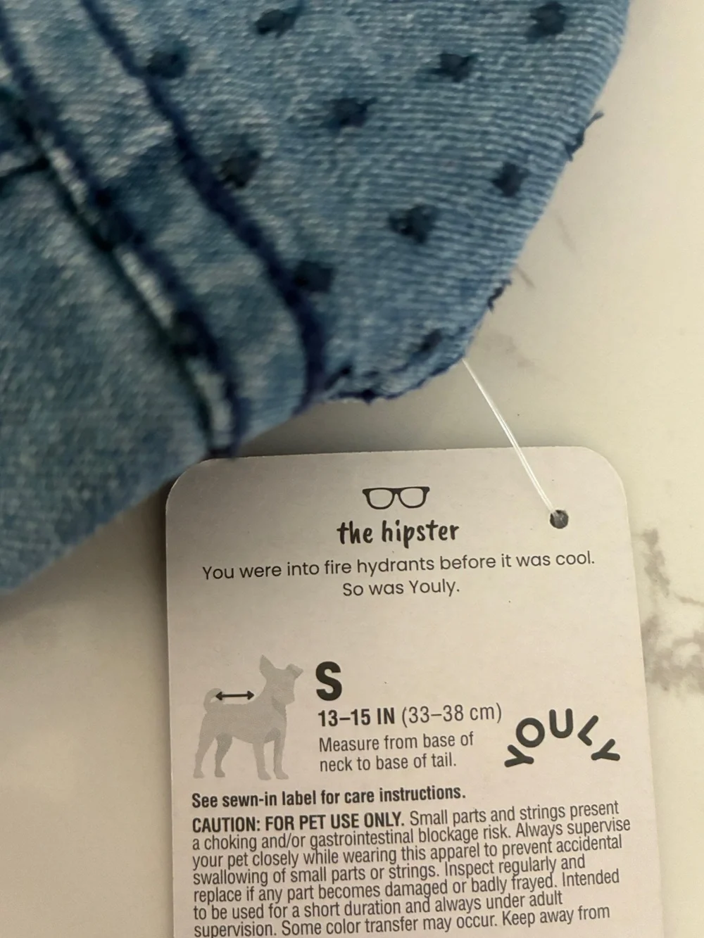 YOULY The Hipster Dog Denim Jacket Size Small Blue Pet Coat New With Tags